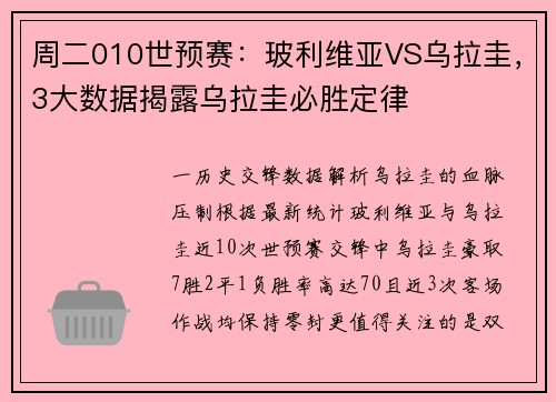 周二010世预赛：玻利维亚VS乌拉圭，3大数据揭露乌拉圭必胜定律